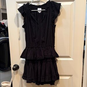 Misa Los Angeles Ruffled Black Mini Dress